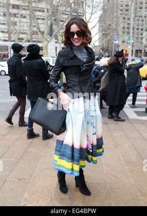 New York City, New York, USA. 14. Februar 2015. Carrie Colbert Ankunft bei Lacoste Modenschau in New York City - 14. Februar 2015 - Foto: Start-und Landebahn Manhattan/Charles Eshelman/Picture Alliance/Alamy Live News Stockfoto