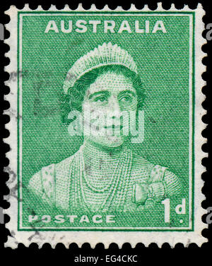 Australien - ca. 1937: Eine Briefmarke gedruckt in Australien zeigt Königin Elizabeth II, ca. 1937 Stockfoto