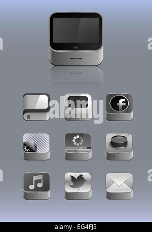 Detaillierte Symbole für smartphone Stockfoto