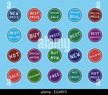 Satz von Aufklebern und Bannern Stockfoto