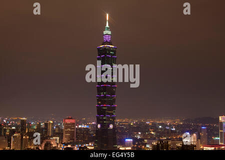 Taipei 101 Turm bei Nacht, Taipei, Taiwan, China, Asien Stockfoto