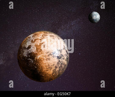 Pluto und Charon - Visualisierung Stockfoto