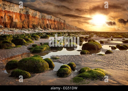 Sonnenuntergang über den Klippen am Hunstanton in Norfolk Stockfoto