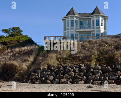 Immobilien am Strand in Lincoln City, Oregon. Stockfoto