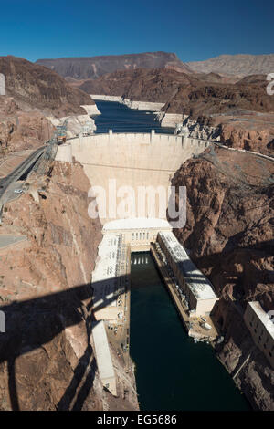 NACHGESCHALTETEN GESICHT HOOVER DAM BLACK CANYON LAKE MEAD NEVADA USA 10/2014 Stockfoto