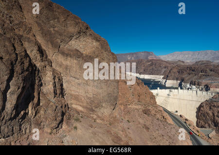 NACHGESCHALTETEN GESICHT HOOVER DAM BLACK CANYON LAKE MEAD NEVADA USA 10/2014 Stockfoto