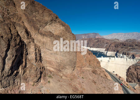 NACHGESCHALTETEN GESICHT HOOVER DAM BLACK CANYON LAKE MEAD NEVADA USA 10/2014 Stockfoto