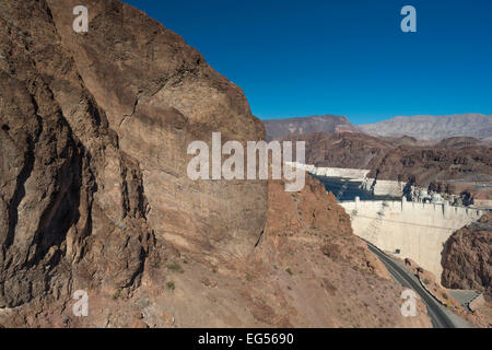 NACHGESCHALTETEN GESICHT HOOVER DAM BLACK CANYON LAKE MEAD NEVADA USA 10/2014 Stockfoto