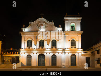 St. Lazarus portugiesischen kolonialen Kirche in Macau China in der Nacht Stockfoto