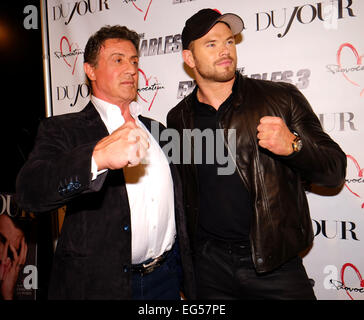 Sylvester Stallone DuJour Magazin-Cover Party im Nachtclub Provokateur Featuring: Sylvester Stallone und Kellen Lutz wo: New York, Vereinigte Staaten von Amerika bei: 14. August 2014 Stockfoto