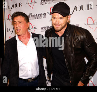 Sylvester Stallone DuJour Magazin-Cover Party im Nachtclub Provokateur Featuring: Sylvester Stallone und Kellen Lutz wo: New York, Vereinigte Staaten von Amerika bei: 14. August 2014 Stockfoto