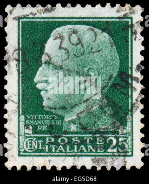 Italien - ca. 1929: Eine Briefmarke gedruckt in Italien zeigt Porträt von König Victor Emmanuel III, ca. 1929 Stockfoto