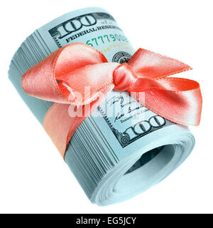 Rolle neu hundert-Dollar-Scheine - Geld für Geschenk Stockfoto
