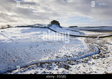 Housesteads römischen Festung und Knag Burn Stockfoto