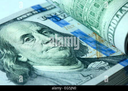 Bundle von hundert-Dollar-Rechnungen Xlose-up Stockfoto