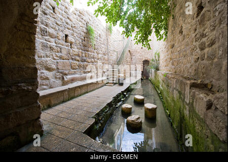 Der Pool Siloah am Ende des Hiskias Tunnel ist ein Fels gehauenen Pool am Südhang "Stadt Davids" in Jerusalem Stockfoto