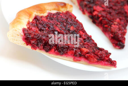 Apple und Preiselbeere Marmelade Kuchen auf den weißen Teller Stockfoto