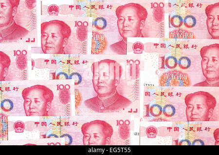 Chinesische Yuan Renminbi Banknoten Nahaufnahme Stockfoto