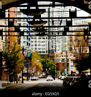 Seattle Straßenszene aus Washington State Convention Center USA betrachtet Stockfoto