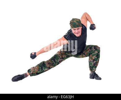 Soldaten in Tarnung Uniformen, isoliert auf weißem Hintergrund Stockfoto