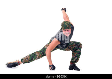 Soldaten in Tarnung Uniformen, isoliert auf weißem Hintergrund Stockfoto