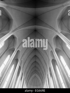 Gewölbe der Kathedrale Hallgrímskirkja Reykjavík, Island Stockfoto