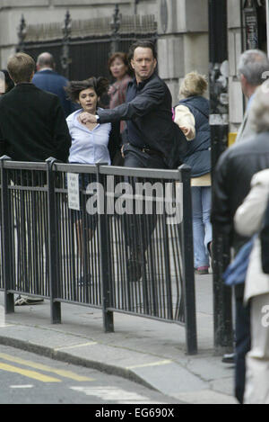 Film-set The Da Vinci Code, Tom Hanks, Audrey Tautou, Fleet Street London, 18.09.2005 (Kredit Bild © Jack Ludlam) Stockfoto