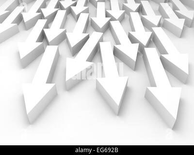 Abstrakte 3D-Illustration mit großen Gruppe von weißen Pfeile Stockfoto