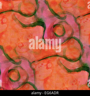 Muster-Design nahtlos Orange, rote Aquarell Textur Zeitmessung Stockfoto