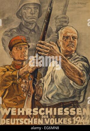 "Verteidigung Shooting für das deutsche Volk." 2. Weltkrieg-Plakat für eine zivile Verteidigung schießen Wettbewerb. Es zeigt einen Soldaten Stockfoto