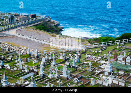 Waverley Cemetery, eröffnet im Jahre 1877, liegt auf den Klippen am Bronte im östlichen Vororte Sydneys, new-South.Wales, Australien Stockfoto