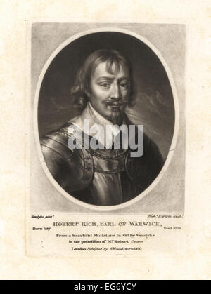 Robert Rich, 2. Earl of Warwick, englischer Kolonialbeamter, Admiral und Puritaner, starb 1658. Stockfoto