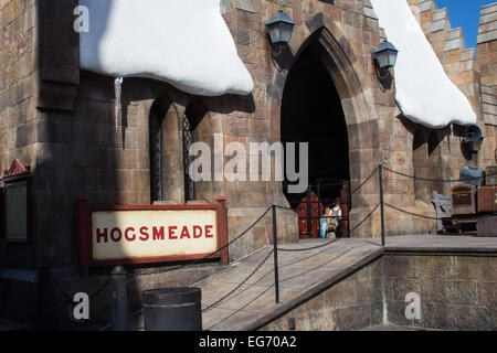 Blick auf die Wizarding World of Harry Potter Attraktion in den Universal Studios in Florida. Stockfoto