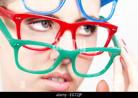 Mädchen mit Brille Stockfoto