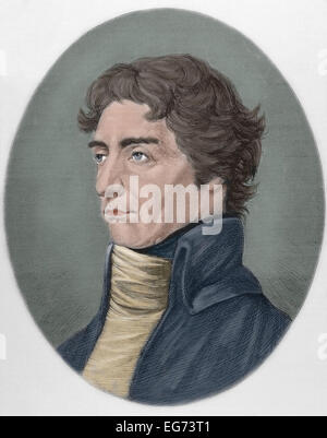 Horatio Nelson (1758-1805). Britischer Vizeadmiral. Porträt. Gravur. Farbige. Stockfoto