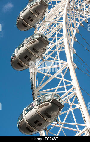 Die Passagier-Kapseln mit dem London Eye. Stockfoto