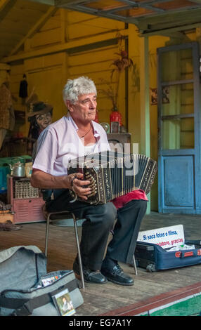 BUENOS AIRES, Argentinien - Februar, 24: La Boca Bandoneonist, Straßenmusiker auf 24. Februar 2010 in Buenos Aires, Argentinien Stockfoto