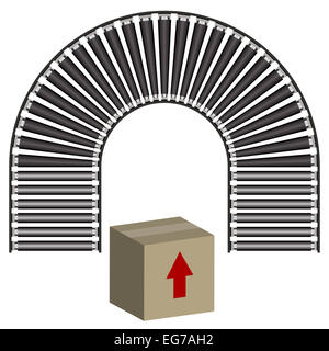 Ein Bild von einem Bogen Conveyor Belt Symbol und Box. Stockfoto
