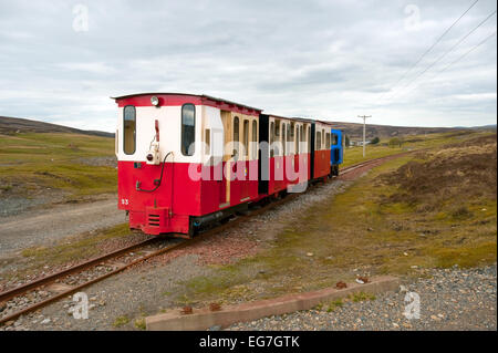 Zug auf die Wanlockhead und Leadhills Eisenbahn. Leadhills ist ein Dorf in South Lanarkshire, Schottland, 5¾ Meilen WSW Elvanfoot Stockfoto