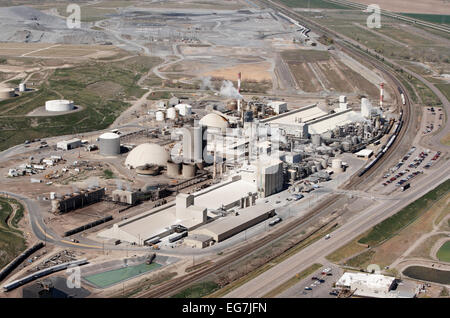 Eine Luftaufnahme des eine Düngemittelfabrik. Stockfoto