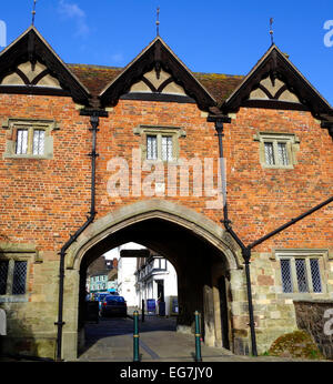 Malvern Priory Torhaus Gehäuse Malvern Museum, Abbey Road, Great Malvern, Worcestershire, England, UK Stockfoto