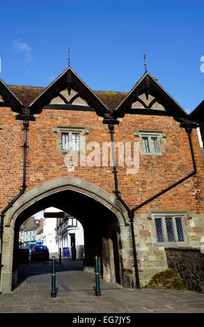 Malvern Priory Torhaus Gehäuse Malvern Museum, Abbey Road, Great Malvern, Worcestershire, England, UK Stockfoto