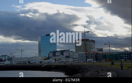 Bau in einen Bauboom post wirtschaftlichen Zusammenbruch in Reykjavik, Island Stockfoto