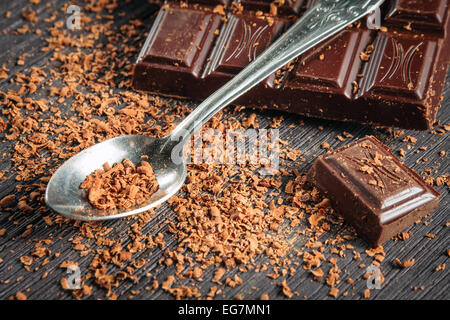 Nahaufnahme von dunkler Schokolade Stockfoto