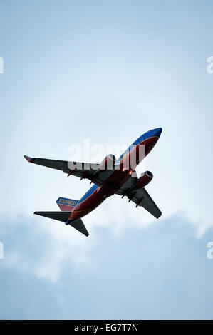 Southwest Airlines Jet im Flug. Stockfoto