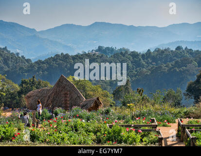 Die wunderschönen Gärten und Landschaft von Mon Jam, Chiang Mai, Thailand Stockfoto