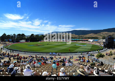 Nelson, Neuseeland. 19. Februar 2015. Gesamtansicht von Saxton Oval während der 2015 ICC Cricket World Cup-match zwischen Simbabwe und Vereinigte Arabische Emirate. Saxton Oval, Nelson, Neuseeland. Donnerstag, 19. Februar 2015. Bildnachweis: Aktion Plus Sport/Alamy Live-Nachrichten Stockfoto