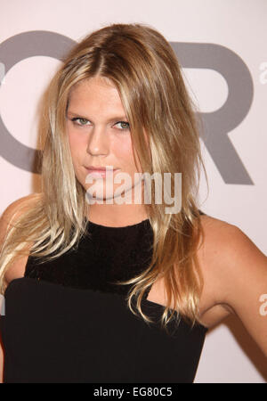 New York, USA. 18. Februar 2015. Model ALEXANDRA RICHARDS besucht den roten Teppich Ankünfte für die Michael Kors Feier von Miranda Eyewear Kollektion an Michael Kors Soho Flagship-Store statt. Bildnachweis: Nancy Kaszerman/ZUMAPRESS.com/Alamy Live-Nachrichten Stockfoto