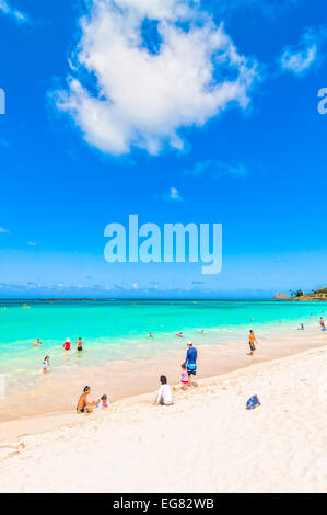 KAILUA, HAWAII - AUGUST 26: Touristen und Einheimische in tropischen Kailua Beach, am 26. August 2013 in Kailua, Oahu, Hawaii. Stockfoto