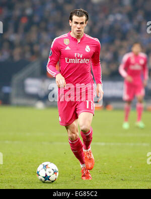 Gelsenkirchen, Deutschland. 18. Februar 2015. Gareth Bale (Real Madrid) während der Champions-League-Spiel zwischen FC Schalke 04 und Real Madrid, Veltins Arena in Gelsenkirchen am 18. Februar. 2015. Bildnachweis: Dpa picture Alliance/Alamy Live News Stockfoto